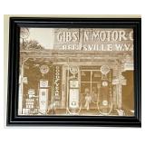 Framed Sepia-Tone Gas Station Photograph