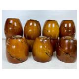 10 Amber Swirled Glass Tumblers