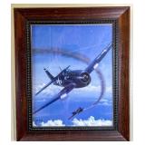 Framed Aviation Artwork with Wooden Border