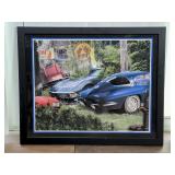 Framed Vintage Car-Themed Print