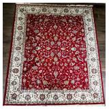 Hand-Knotted Red and Ivory Area Rug