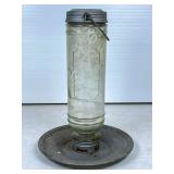 Glass Poultry Feeder With Metal Base