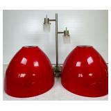 Stainless Steel Lamp with Red Shades