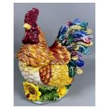 Multicolor Ceramic Rooster-Shaped Cookie Jar