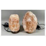 Himalayan Salt Lamps on Wooden Bases