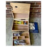 Wooden Art Supply Case with Contents