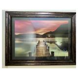 Framed Waterfront Photograph with Wooden Dock