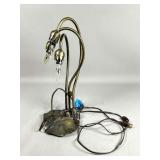 Bronze Lily Pad Table Lamp With Floral Shades