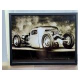 Framed Black-and-White Hot Rod Photograph