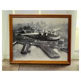 Framed Black-and-White Seaplane Print