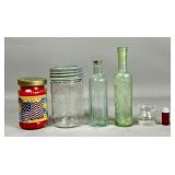Glass Bottles and Containers, Six Pieces