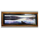 Framed Panoramic Photograph of a Lake Scene
