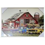 Route 66 Vintage-Style Garage Illustration Print