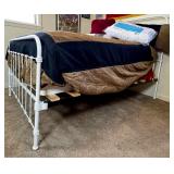 White Metal Bed Frame with Support Slats
