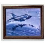 Framed Aviation Artwork of Navy Jet in Combat