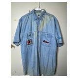 Men's Denim Shirt with Embroidered Logos