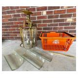 Brass Hanging Lantern-Style Chandelier
