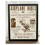 Framed Airplane Rides Advertising Poster