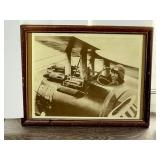 Framed Sepia Photograph of Pilot in Aircraft