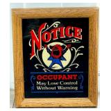 Framed Humorous Warning Sign With Artwork