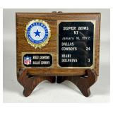 Dallas Cowboys Super Bowl VI Plaque