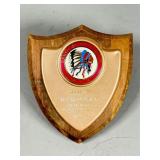 Shield-Shaped Wooden Plaque With Engraving