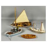 Four Miniature Model Boats