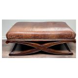 X-Base Ottoman With Faux Crocodile Leather Upholst