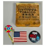 Humbug Tobacco Box and Assorted Memorabilia