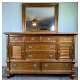 Wood Dresser with Mirror and Multiple Drawers