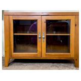 Two-Door Wood Cabinet with Glass Panels