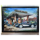 Framed Jigsaw Puzzle of Gas Station Scene