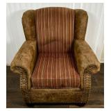 Wingback Armchair with Striped Upholstery