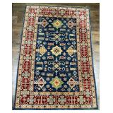 Hand-Knotted Wool Area Rug with Geometric Motif