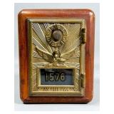 Vintage Brass and Wood Postal Bank Box