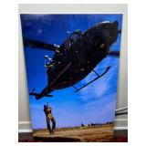 Vertical Wall Art Depicting Helicopter and Rescuer