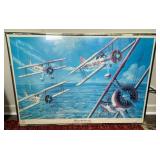 Framed Aviation Artwork Featuring Red Baron Planes