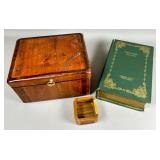 Wooden Chest and Book-Style Storage Box Set
