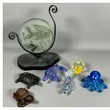 Glass and Stone Marine-Themed Figures