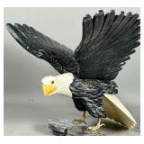 Carved Stone Bald Eagle Sculpture with Spread Wing