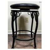 Metal Bar Stool With Black Cushion Seat