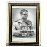 Framed Print Featuring Race Car Driver and Car