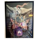Framed Patriotic Embroidery Artwork