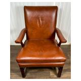 Leather Upholstered Armchair With Nailhead Trim