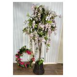 Artificial Blossoming Tree With Wicker Basket