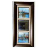 Framed Triptych Abstract Landscape Artwork