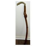Wooden Walking Stick With Antler Handle