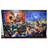 Framed Pop Art Scene Signed J. Baugard, 1995