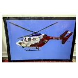 Framed Fire Flight Helicopter Photograph