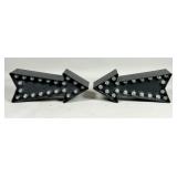 Black Metal Arrow-Shaped Lighted Signs